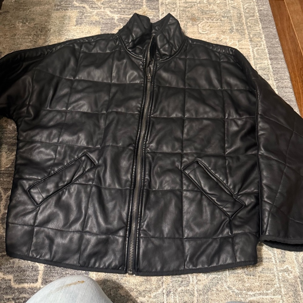 We The Free Vegan Leather Dolman Quilted Jacket